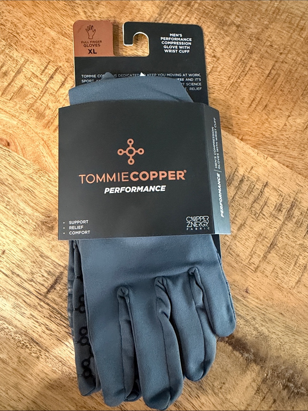Men’s TOMMIE COPPER Gray Performance Compression Gloves